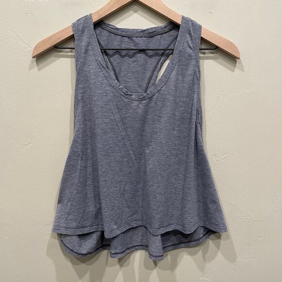 Lululemon Heather Blue Grey Racerback Crop Tank - Picture 1 of 6